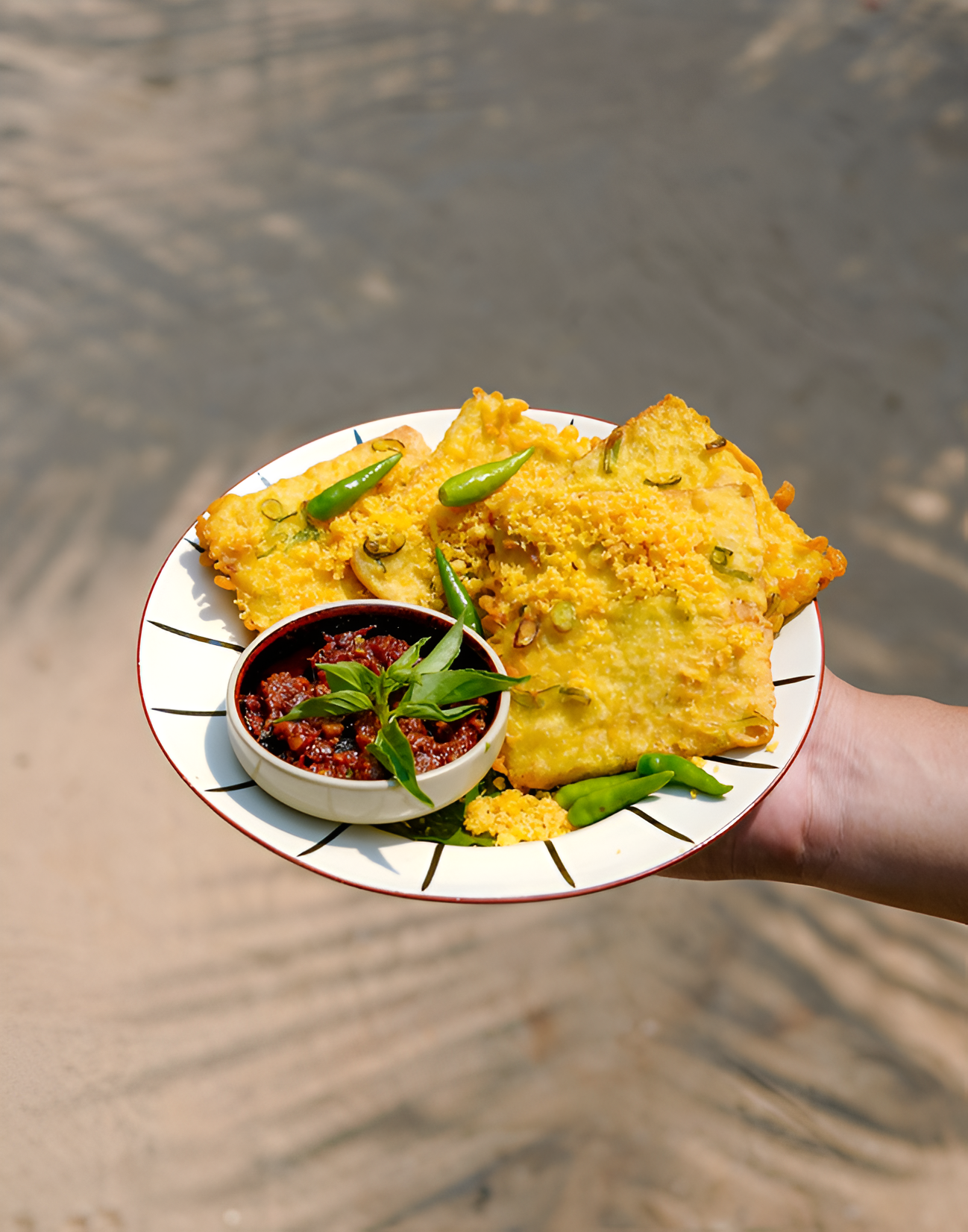 Fried Tempe served in the sun at Noesaka