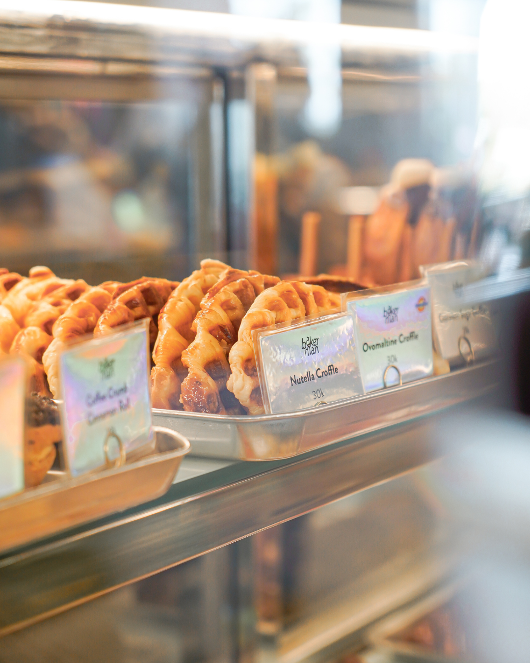 Croffles on display in a Jakarta cafe that doubles as a brunch and pastry destination