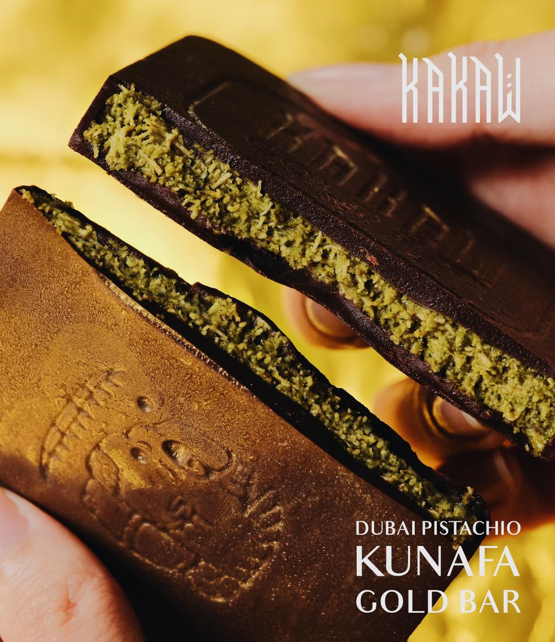 Image of KAKAW Introduces Dubai Pistachio Kunafa Gold Bar: A Luxurious Indulgence Inspired by the World’s Hottest Chocolate Trend